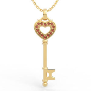 Oriental Palace Gate Heart Key Pendant Necklace PD-SP-RO-HS-0040