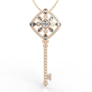 Salt Pepper Diamond Key Pendant Necklace 3D Model PD-PV-RO-FS-0085