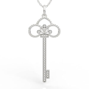Trefoil Cloud Crown Royal Full Diamond Key Pendant PD-PV-RO-FL-0047