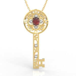 Vintage Round Filigree Skeleton Key Pendant Necklace PD-SP-OV-FS-0002