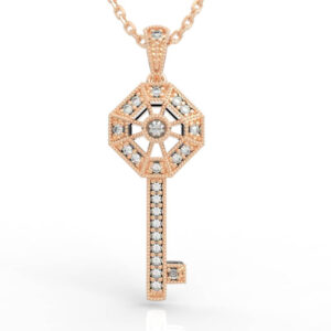 Art Deco Octagon Compass Key Pendant Necklace PD-PV-RO-FS-0086