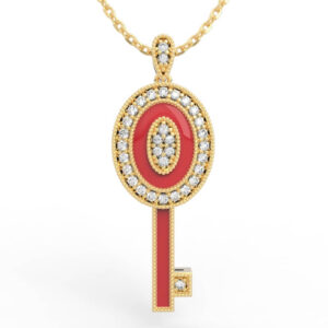Fabergé Oval Gemstone Key Pendant Necklace PD-PV-RO-FS-0087