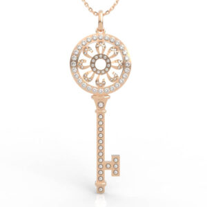 Gothic Rose Window Disc Key Pendant Necklace PD-PV-RO-FL-0054