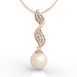 Pearl Drop Pendant Necklace Diamond Twist Spiral PD-PV-PL-FS-0046