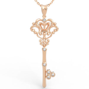 Rococo Crown Trefoil Key Rococo Crown Trefoil Key Pendant PD-SP-RO-FL-0059
