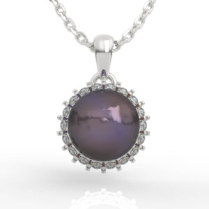 Sunburst Crown Halo Pearl Pendant CAD PD-PV-PL-FS-0050