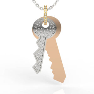 Two Tone Real Key Diamond Pendant Necklace PD-SP-RO-FS-0104