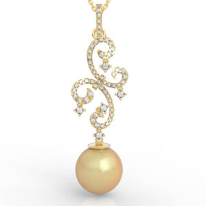 Diamond Filigree Pearl Drop Pendant Necklace PD-PV-PL-FS-0057