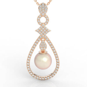 Floating Pearl Teardrop Diamond Pendant PD-PV-PL-FS-0059