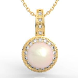 Milgrain Diamond Halo Pearl Jewelry Design PD-PV-PL-FS-0061