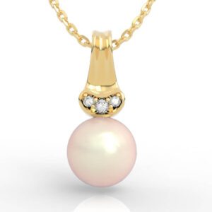 Trio Diamond Pearl Drop Pendant Necklace PD-SP-PL-FS-0024
