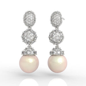 9mm Pearl Drop Earrings Micro Pavé Diamond CAD ER-PV-PL-FS-0026