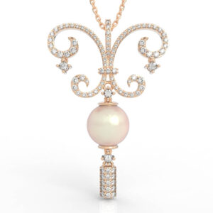 Royal Fleur-de-Lis Diamond Pearl Pendant Jewelry Design PD-PV-PL-FL-0010