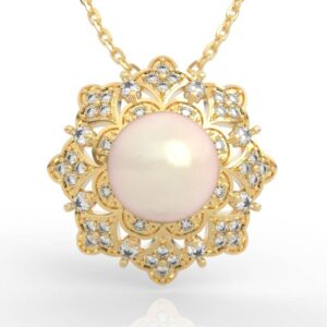 Vintage Floral Halo Pearl Pendant PD-PV-PL-FL-0012