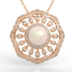 Vintage Sunburst Pearl Pendant Necklace PD-PV-PL-FS-0062