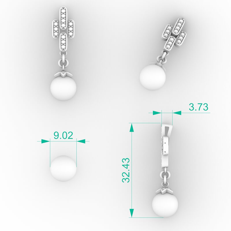 Bar Cluster Pearl Pendant CAD