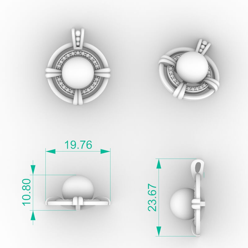 Compass Frame Pearl Diamond Halo Pendant PD-SP-PL-FS-0029