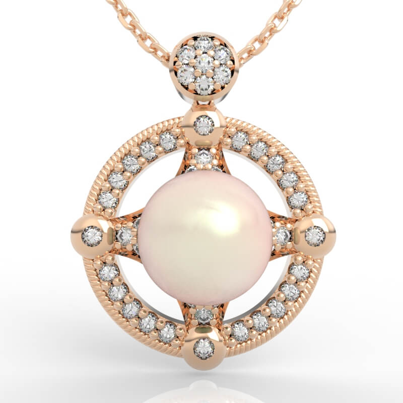 Compass Orbit Pearl Pendant CAD PD-PV-PL-FS-0090