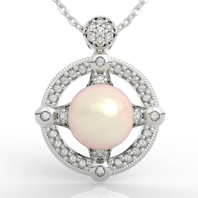 Compass Orbit Pearl Pendant CAD PD-PV-PL-FS-0090