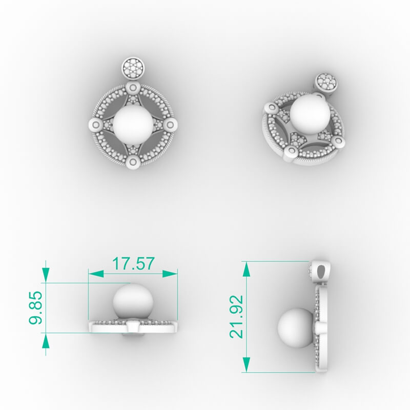 Compass Orbit Pearl Pendant CAD PD-PV-PL-FS-0090