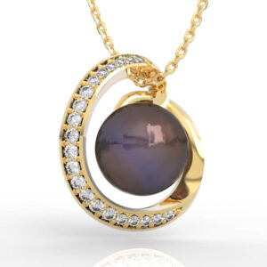 Crescent Frame Pearl Diamond Pendant PD-PV-PL-FS-0072