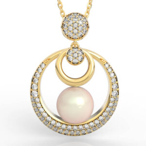 Crescent Moon Drop Pearl Pendant Necklace PD-PV-PL-FS-0078