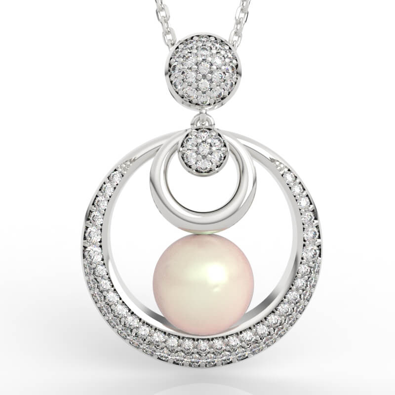 Crescent Moon Drop Pearl Pendant Necklace PD-PV-PL-FS-0078