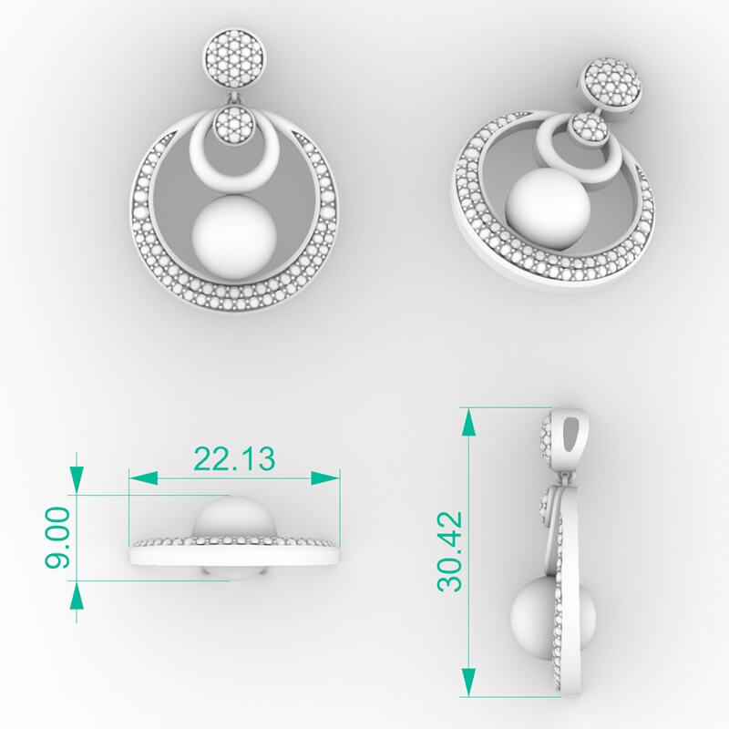 Crescent Moon Drop Pearl Pendant Necklace PD-PV-PL-FS-0078