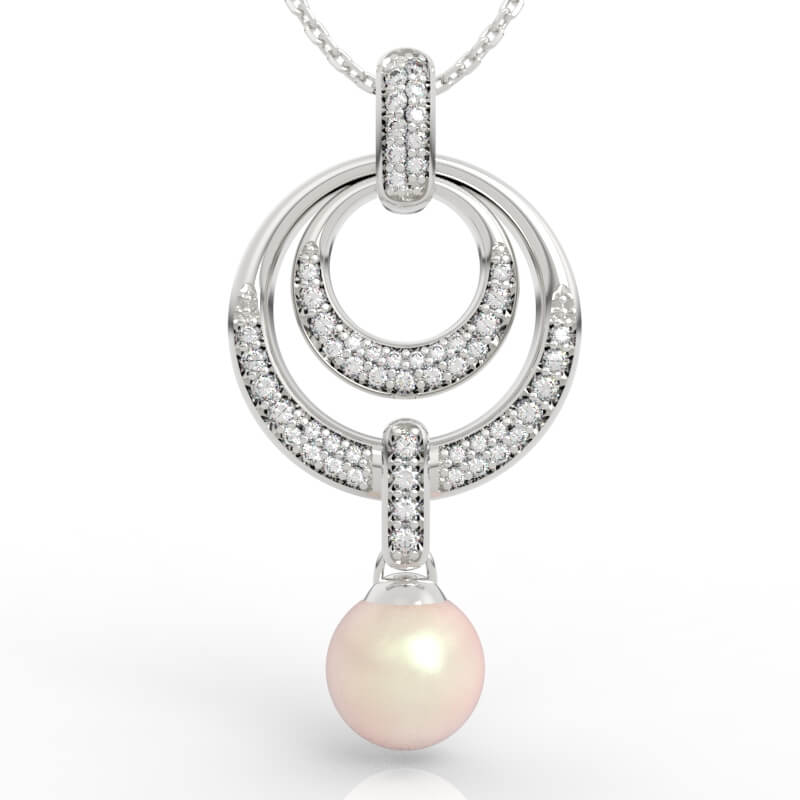 Crescent Moon Pearl Drop Pendant PD-PV-PL-FS-0091