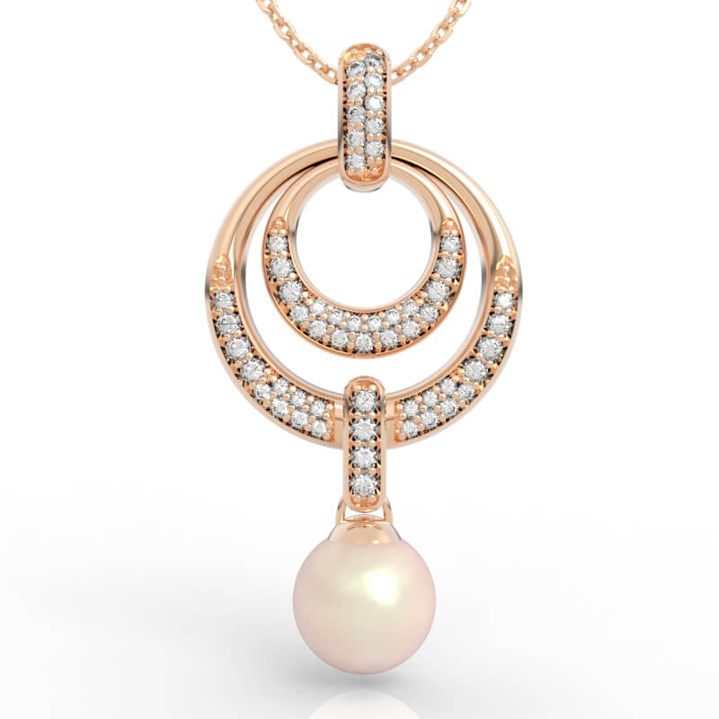 Crescent Moon Pearl Drop Pendant PD-PV-PL-FS-0091