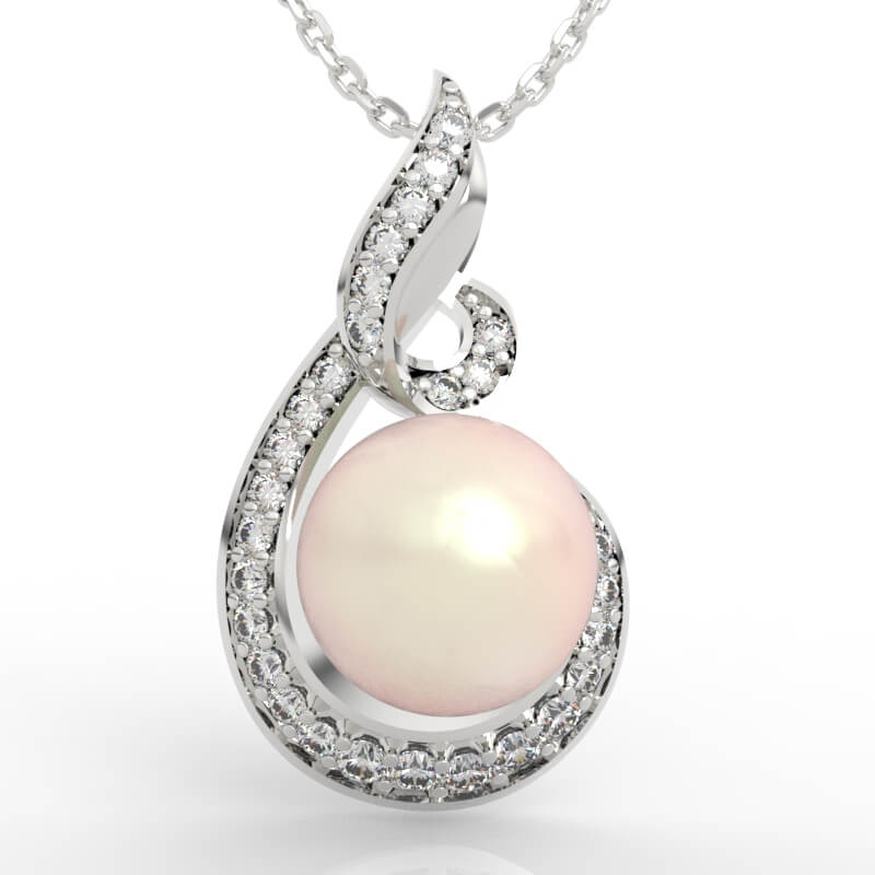 Curl Swirl Pearl Pendant CAD PD-PV-PL-FS-0067