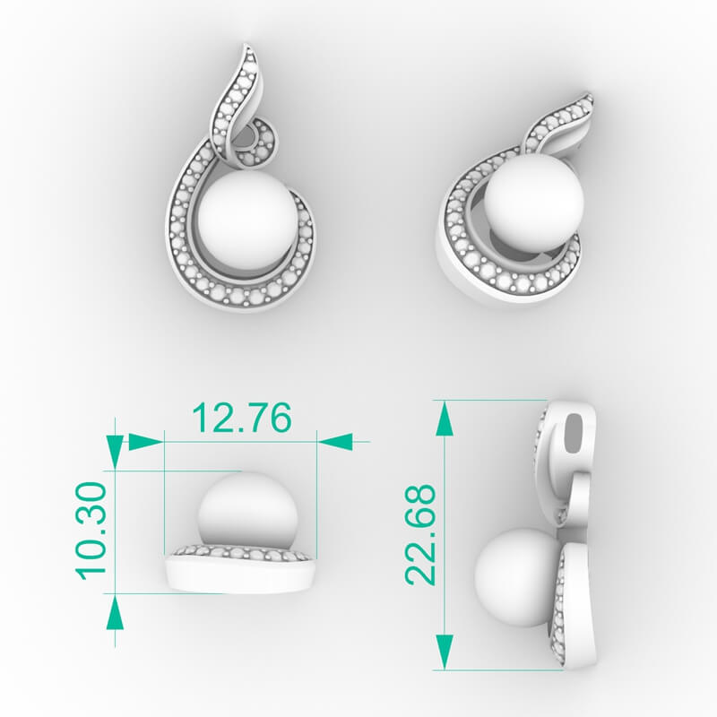 Curl Swirl Pearl Pendant CAD PD-PV-PL-FS-0067