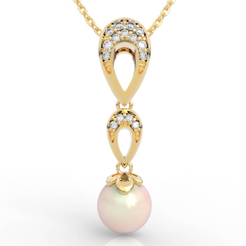 Dainty Double Teardrop Pearl Pendant PD-PV-PL-FS-0092