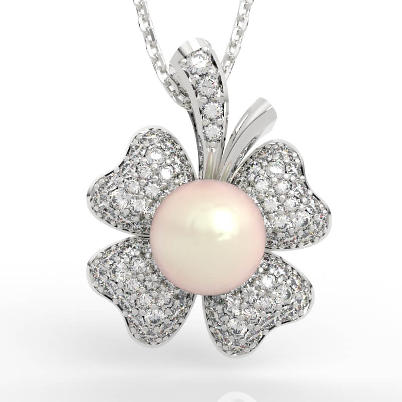 Diamond Flower Pearl Pendant PD-PV-PL-FL-0015