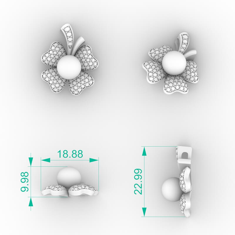 Diamond Flower Pearl Pendant PD-PV-PL-FL-0015