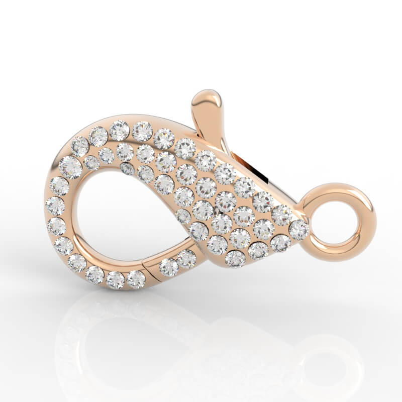Diamond Pavé Lobster Clasp CAD Model AC-CL-PV-RO-0001