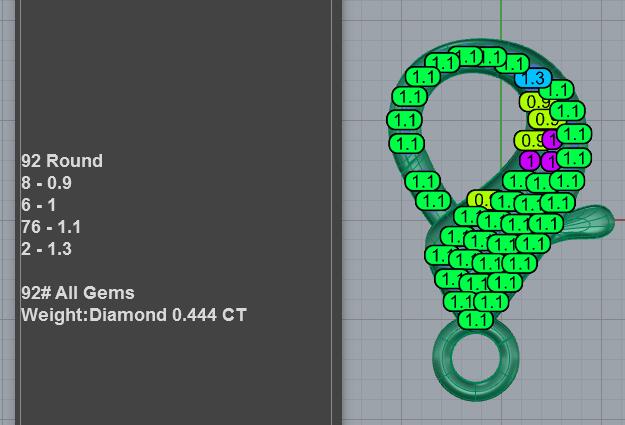 Diamond Pavé Lobster Clasp CAD Model AC-CL-PV-RO-0001