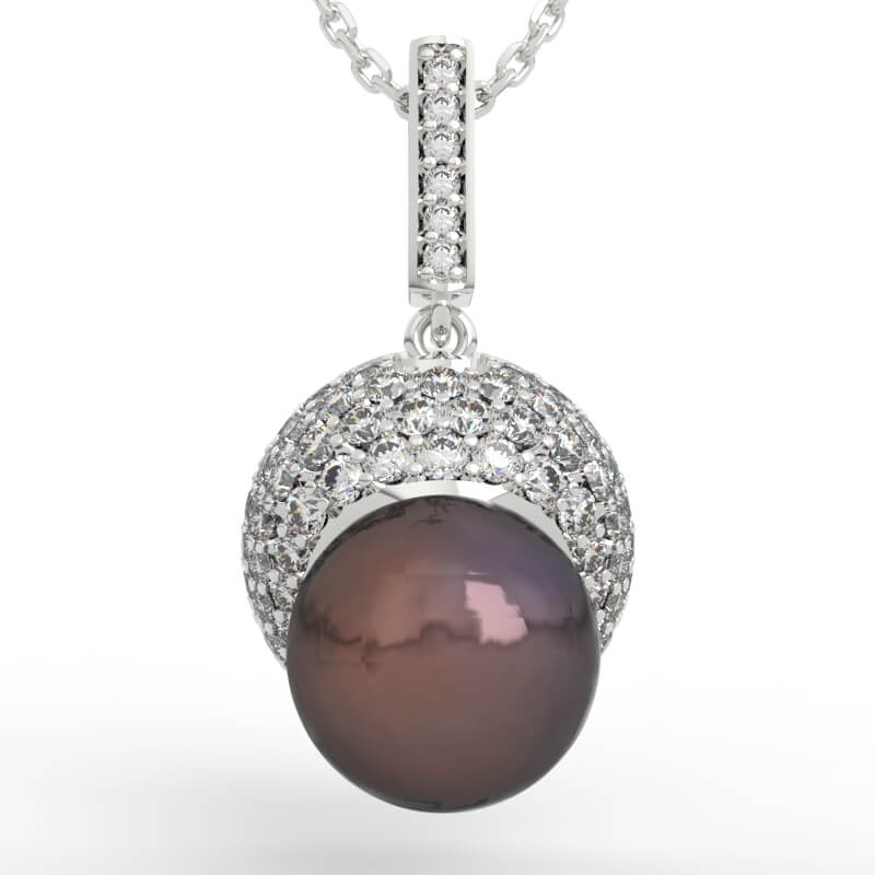 Dome Pavé Pearl Pendant CAD Model PD-PV-PL-FS-0073