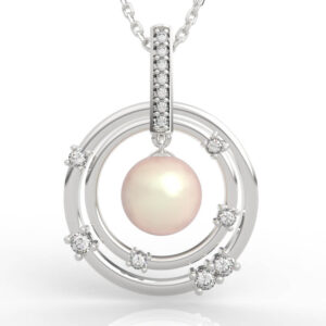 Double Circle Floating Pearl Diamond Pendant PD-SP-PL-FS-0026