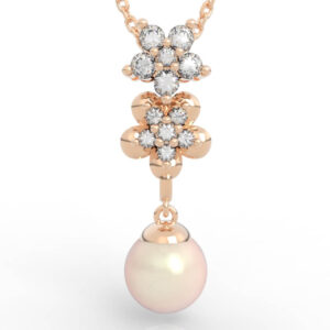 Double Flower Pearl Drop Pendant