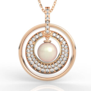 Double Halo Circle Pearl Pendant PD-SP-PL-FS-0028