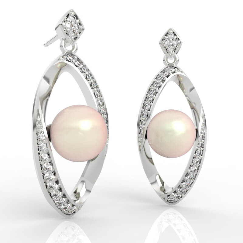 Floating Pearl Marquise Drop Earrings ER-PV-PL-FS-0029