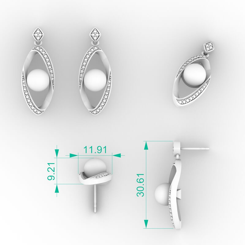Floating Pearl Marquise Drop Earrings ER-PV-PL-FS-0029