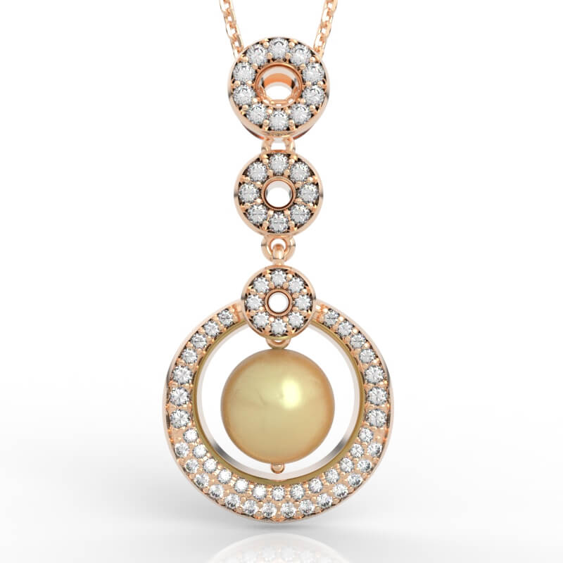 Graduated Pavé Circle Pearl Jewelry Design PD-PV-PL-FS-0085