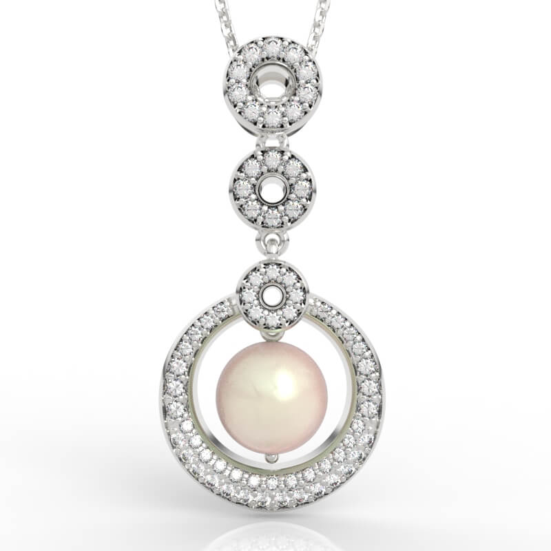 Graduated Pavé Circle Pearl Jewelry Design PD-PV-PL-FS-0085