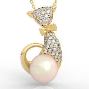 Pavé Cat Pearl Pendant PD-PV-PL-AN-0001