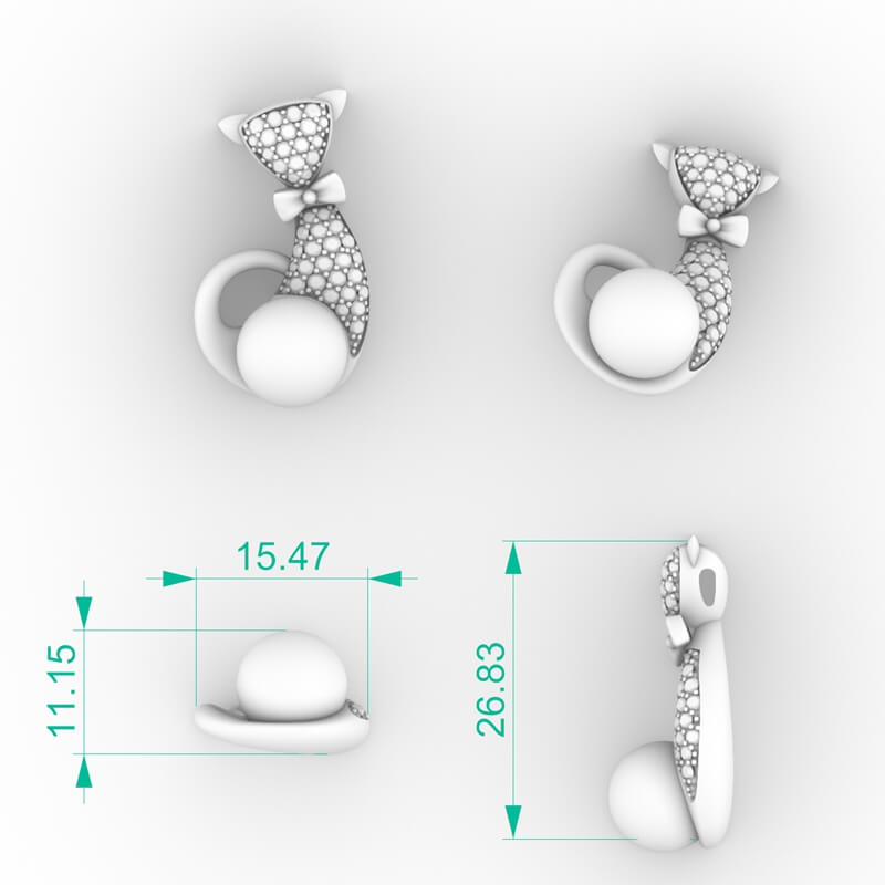 Pavé Cat Pearl Pendant PD-PV-PL-AN-0001
