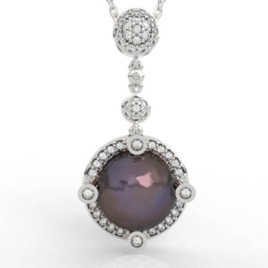 Pavé Cluster Drop Pearl Pendant PD-PV-PL-FS-0076