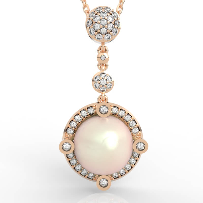 Pavé Cluster Drop Pearl Pendant PD-PV-PL-FS-0076