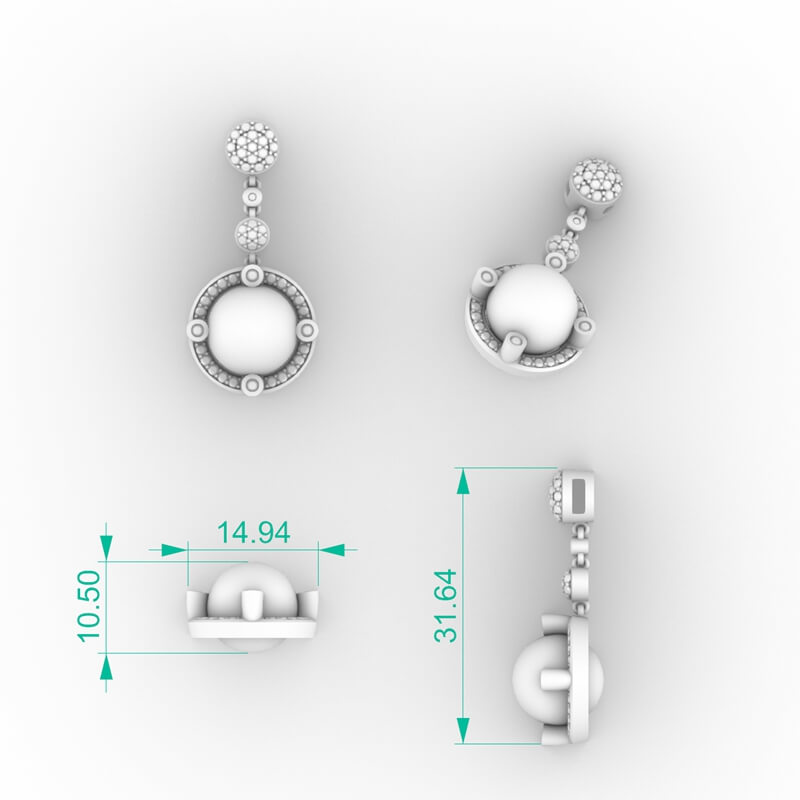 Pavé Cluster Drop Pearl Pendant PD-PV-PL-FS-0076